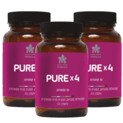 PURE x4  - ארבעה  סוגי מגנזיום, תמצית פרחי פסיפלורה וויטמין 6B