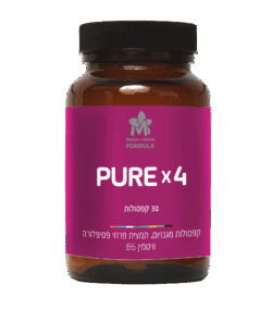 PURE x4  - ארבעה  סוגי מגנזיום, תמצית פרחי פסיפלורה וויטמין 6B